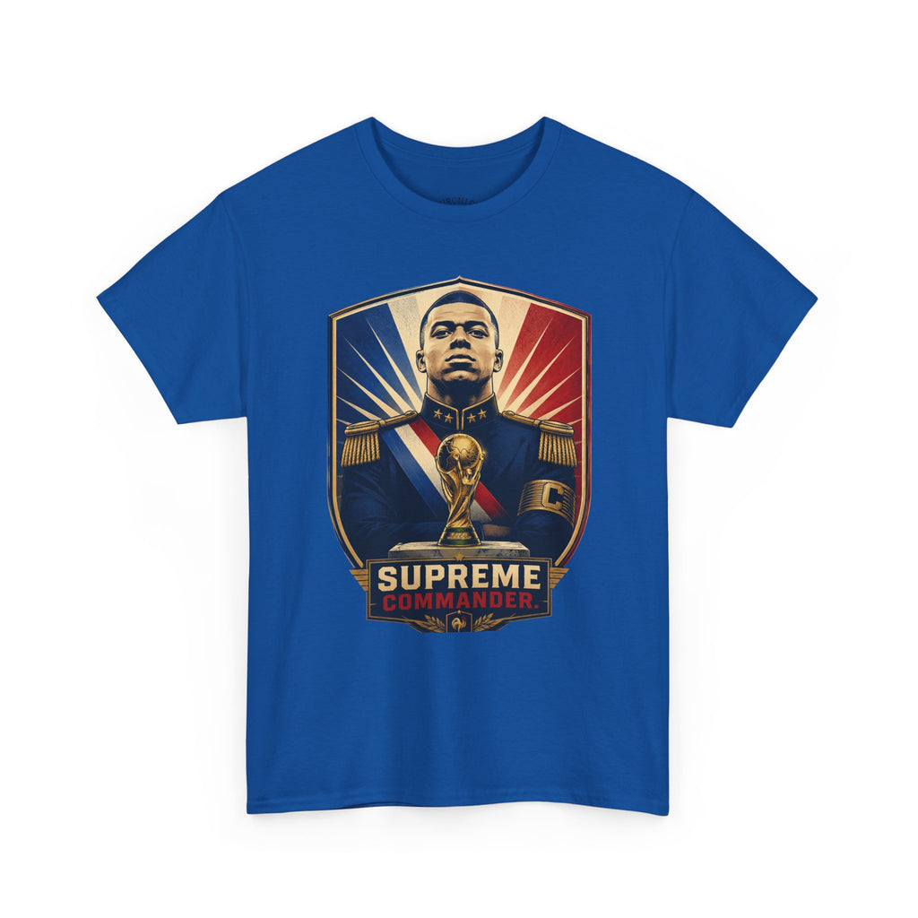 Mbappé "Supreme Commander" Tee — Propaganda-Style Portrait with World Cup Trophy
