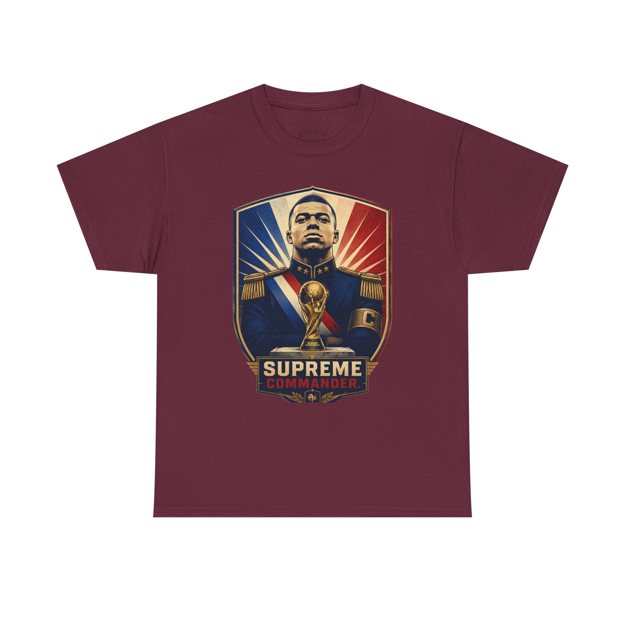 Mbappé "Supreme Commander" Tee — Propaganda-Style Portrait with World Cup Trophy
